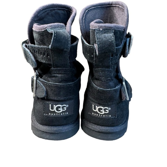 Ugg Pure Leni Boots Size 7 Leather Suede 1005387 Buckle Strap Ankle Wool Sole - Picture 4 of 11